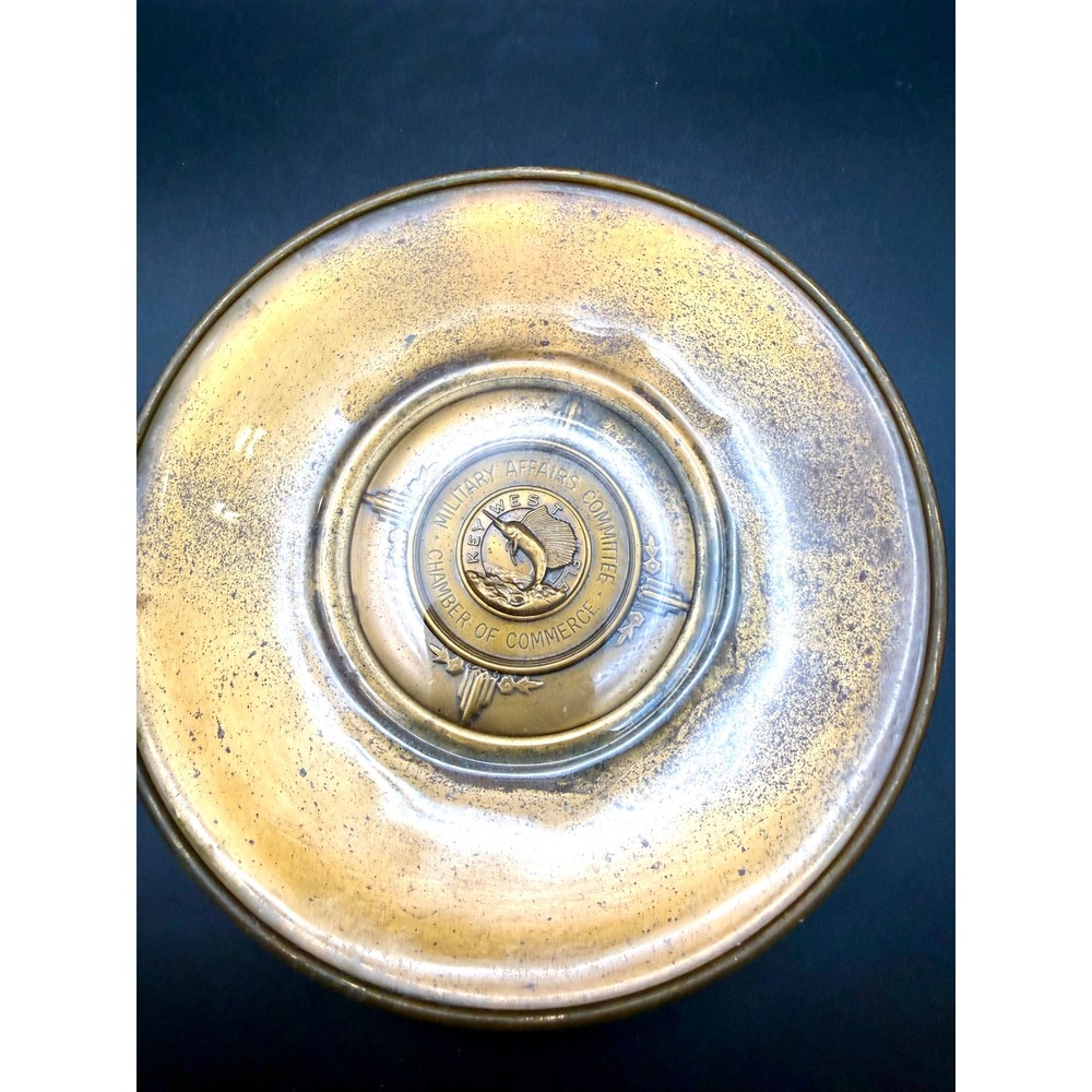Vintage Bates & Klinke Key West Military Affairs Committee Brass Dish 6.25"